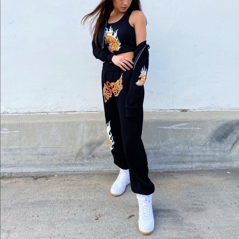 Badwood “Twin Flame” Tiger Crop Zip Hoodie